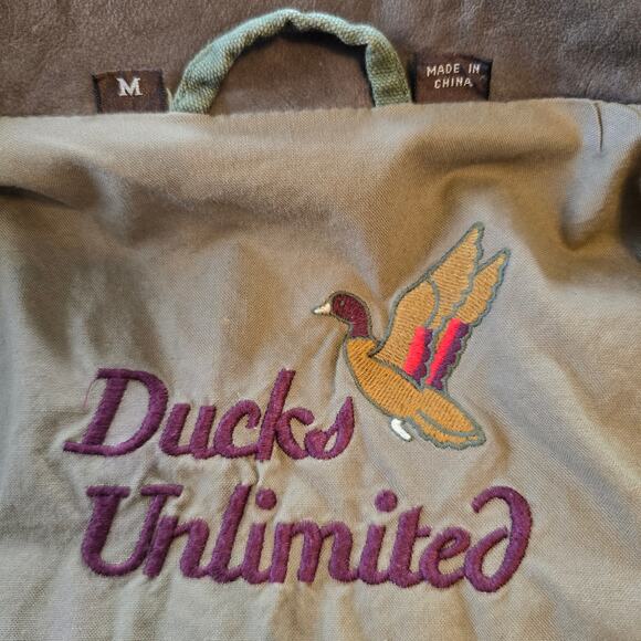 Ducks Unlimited Field Chore Coat Men's M Green Canvas Leather Trim Huntingcore - Picture 6 of 13